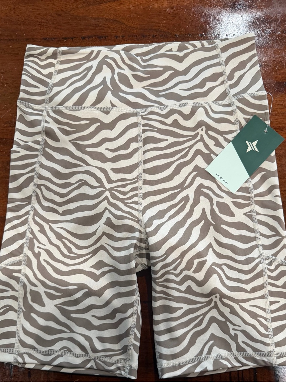 Tuckernuck Zebra-Print High-Rise Shorts in Taupe & Cream